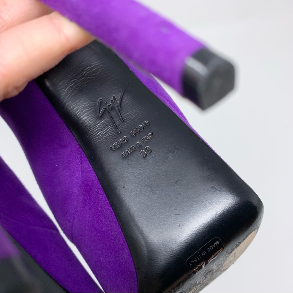 Giuseppe Zanotti Vintage Debra Suede Platform Pumps (Sz EU 39) Bow-Back Purple - Picture 15 of 16